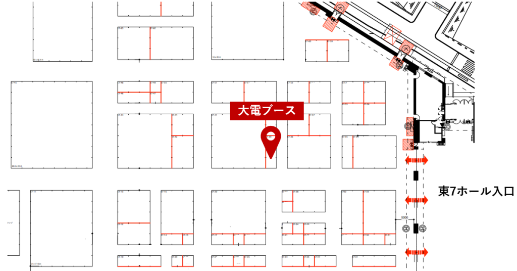 2025国際ロボット展で大電㈱が出展するブース位置を表した画像